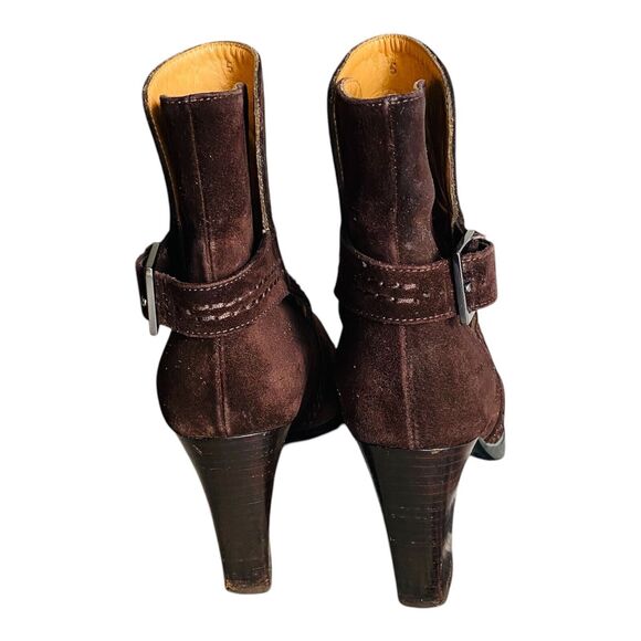 Tod’s Boots Suede Heeled Ankle Leather Brown Size 5 Made in Italy - Picture 4 of 13